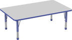 Factory Direct Partners FDP Rectangle Activity School and Classroom Kids Table (36 x 60 inch), Toddler Leg, Adjustable Height 15-24 inches - Gray Top and Blue Edge
