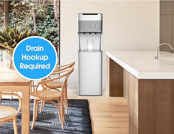 Self Cleaning Bottleless Water Cooler Dispenser with 4 Stage Water Filter 3 Temperature Settings Silver
