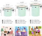 ShanSon Coffee Canister Airtight Coffee Container Stainless Steel Coffee Bean Storage Container with CO2 Release Valve and Scoop Coffee Canister for Beans,Grounds,Sugar,Flour,Tea,Cereal,22OZ,Green