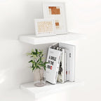 Fun Memories White Floating Shelves 16 Inch Long, 9 Inch Deep Wall Shelf for Bathroom, 16 x 9 Floating Shelf for Living Room, Bedroom, Kitchen, Rustic Wood Shelves for Wall, Set of 2
