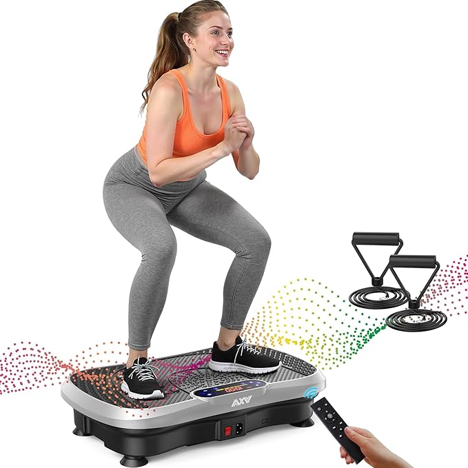 AXV Vibration Plate Fitness Platform Exercise Machine Vibrating Lymphatic Drainage Shaking Full Body Shaker Workout Vibrate Stand Shake Board Sport Gym for Weight Loss Fat Burner for Women Men