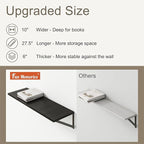 Fun Memories 27.5" W x10 D Floating Shelves, Black Wall Shelf with Brackets, 10 Inch Deep Floating Shelf Set of 2, Large Storage Kitchen Living Room Bathroom Shelves, Wood Wall Mounted Shelf