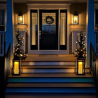 Homemory 4"x12" Outdoor Waterproof Flameless Candles with Timers and Remote Control, Battery Operated Candles, LED Plastic Candles, Dark Ivory, Set of 2