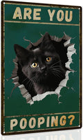 ALKB Are You Pooping Signs Funny Black Cat Sign for Bathroom Wall Decor, Vintage Cat Gift 8 x 12 Inch