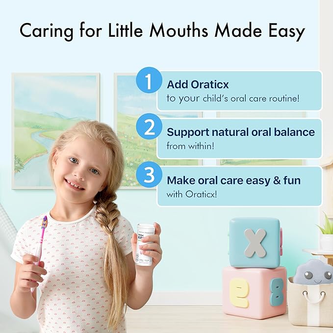 Kids Dental Probiotics for Anti-Cavity + Healthy Teeth and Gums, 8 Billion CFU Probiotics for Oral Health, Yogurt Flavor 1-PK
