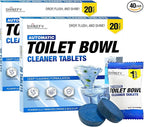 Automatic Toilet Bowl Cleaner Tablets – 40 Tabs - Blue Gel Toilet Tank Cleaner, Hard Water Ring Remover, Septic-Safe Heavy-Duty Stain & Smell Eliminator, Toilet Cleaning & Deodorizer