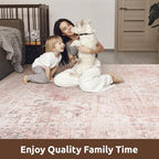 AMOAMI-2X10 Runner Rug-Washable Runners for Hallways-Soft Non Slip Bedside Rugs for Bedroom-Vintage Long Rug for Hallways Entryway Laundry Room Stair Kitchen Bathroom Pink