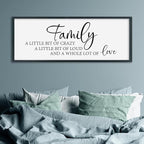 SRSZHIYUE Family A Little Bit Of Crazy Loud Sign Wall Decor Art 40"×15" Large Wood Framed Wall Hanging (Black)