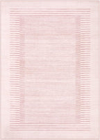 Wonnitar Washable Striped Living Room Area Rug 5x7, Non-Slip Berber Stripe Pink Area Rugs for Bedroom Girls, Low Pile Soft Large Throw Carpet for Kids Nursery Room (Pink,5' x 7')