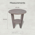 Rustic Farmhouse end Table with Storage Shelf, French Country Accent Side Table for Family, Dinning or Living Room, Small Spaces, Modern, Round, Vintage Grey Finish