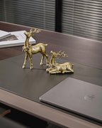 DN DECONATION 2pcs Gold Christmas Reindeer Statue, Christmas Clearance Small Resin Reindeer Figurine Indoor, Tabletop Reindeer Christmas Decor, Deer Figurine Decorations for Home