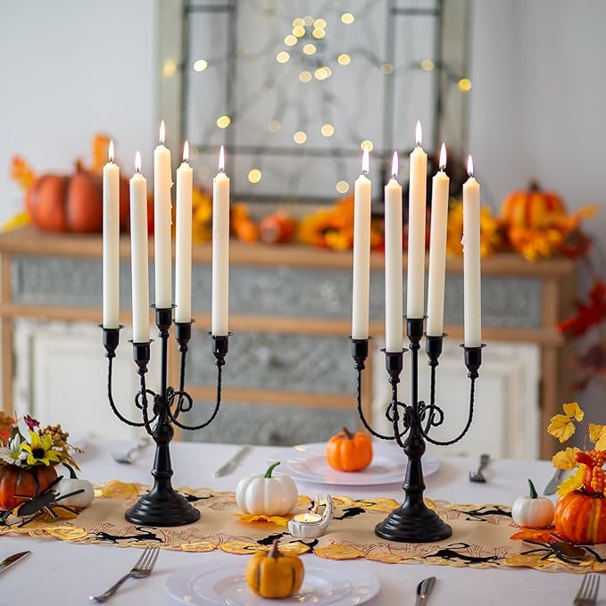 Sziqiqi Black Candelabra Candle Holder - Candle Holders for Candlesticks Set of 2 Metal Candelabrum Stand for Wedding Christmas Table Centerpieces Decor