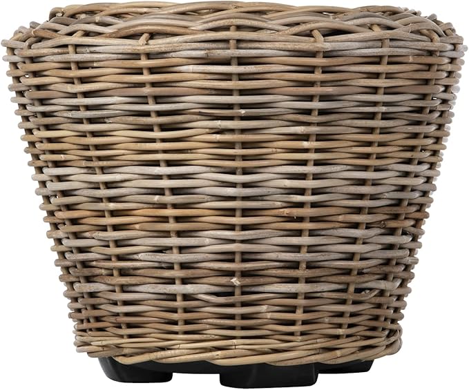 Rattan Kobo Indoor Outdoor Planter Basket with Plastic Pot X Large 12 Gallon Soil Capacity