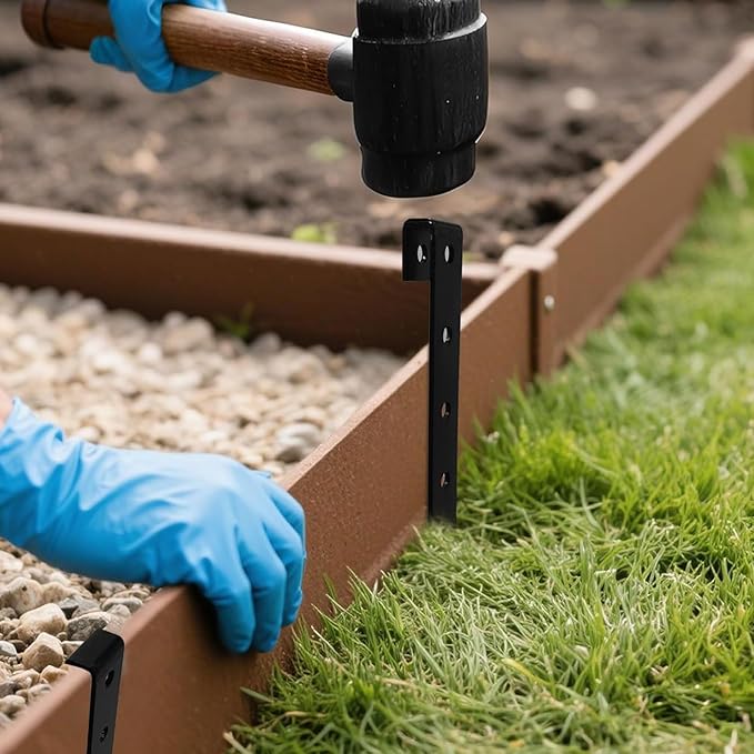 60Pcs Metal Garden Landscape Edging Stakes,Black, 10inch anchoring Stakes Landscape Anchoring Spikes for Terrace Board, Grass Barrier, Landscape Edging Coil, Garden Liner, Bender Board