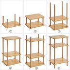 IBUYKE 3-Tier Side Table, Solid Wood Tall End Table with Storage Shelves, Nightstand Bedside Table for Living Room Bedroom Office, No-Tool Assembly, Natural UWST003N