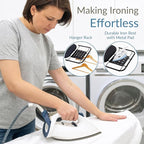 Ironing Board 48" x 15" with Retractable Iron Rest, RAINHOL Heavy Duty Full Size Iron Board, Sturdy Wide Frame with Thick Padding Cover, Height-Adjustable, Black