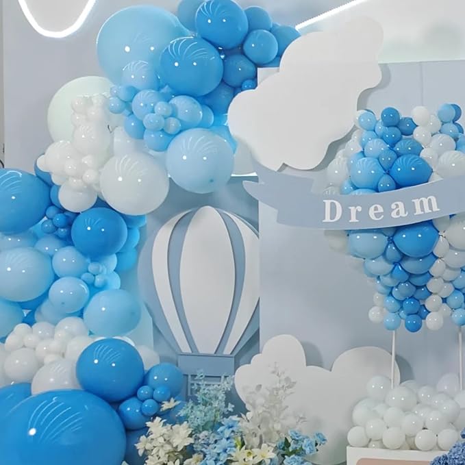 130pcs Blue Balloons Different Sizes 18" 12" 10" 5" Matte Blue Latex Balloon Garland Arch Kit for Birthday Baby Shower Graduation Wedding Gender Reveal Anniversary Party Decorations