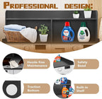 Royxen 2-Tier Washer Dryer Countertop,19.5"H Wood Washer and Dryer Topper with Storage Shelf,Laundry Countertop Over Washer Machine, Universal Fit for Laundry Room Organization (Black, 54"W X 27.5"D)