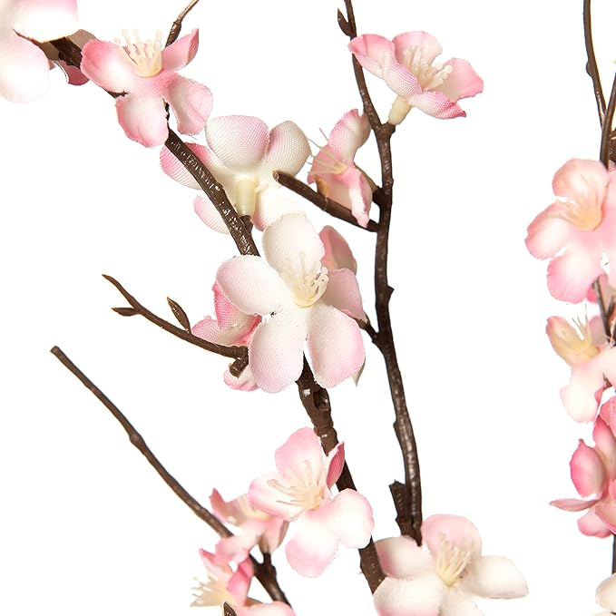 4Pcs Cherry Blossom Branches Artificial Flowers for Spring Summer Indoor Decoration,Faux Long Stem Artificial Flowers for Wedding Home Office Bedroom Party Table Centerpieces Decor (Pink)