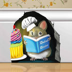 Adorable Pastry Mouse Reading Book Wall Sticker Decal – Kids Room, Classroom, Home Decor, Bookcase, Book Lover Gift, Children's Bedroom, Nursery, Cute Mouse, MICESTERPIECE