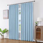 Joydeco Pinch Pleated Linen Curtains for Living Room, 100% Blackout Curtains 84 inches Long 2 Panel Thermal Insulated Pinch Pleat Drapes(Chambray Blue,40'' Wx84'' L)