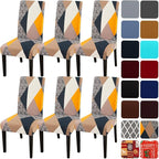 JQinHome Chair Covers for Dining Room 6 Pack,Magic Cube High Stretch Removable Washable Parsons Chair Slipcover for Home Party Hotel Wedding Ceremony (Geometric Patterns)
