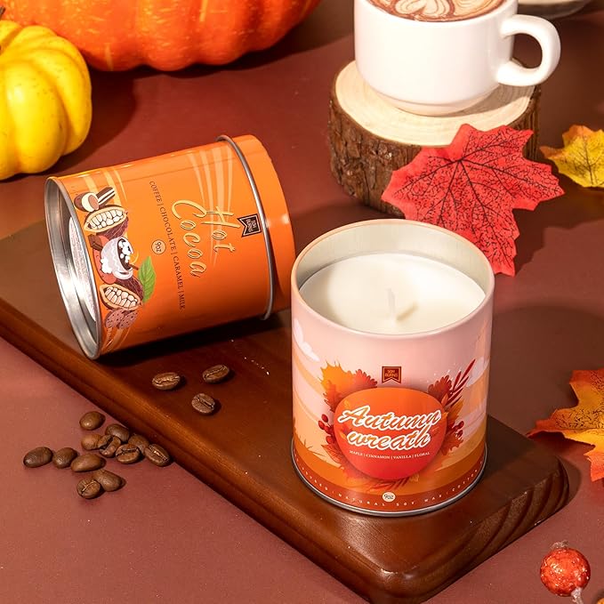 Set of 6 Fall Scented Candles 9 oz Aromatherapy Non Toxic Soy Wax Birthday Candles for Halloween Christmas Easter, Birthday Gifts for Women Men Back to School Gifts for Students, 6 Warmful Scents