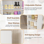 51" Metal Kitchen Pantry Cabinet, Storage Cabinets with 2 Door and 3 Adjustable Shelves, White Freestanding Food Storage Cabinet, Steel Cupboard for Kitchen Dinning Room