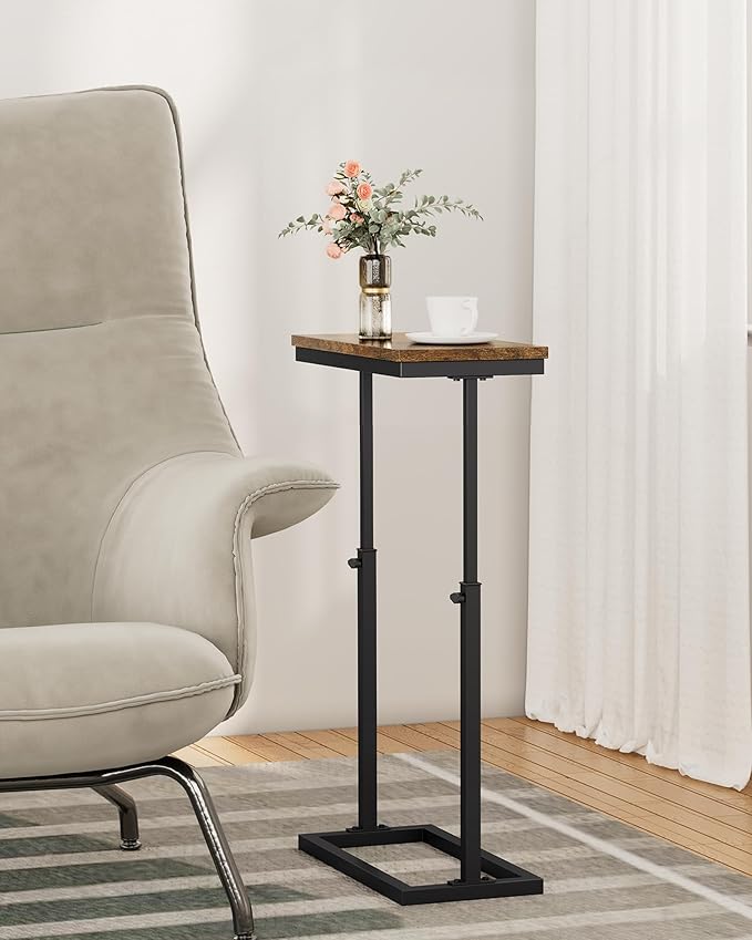 TUTOTAK End Table, Side Table, Tall Couch Table, Sofa Table, Living Room, Bedroom, Brown TB01BB0832
