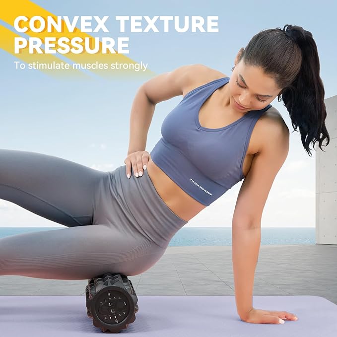 Vibrating Foam Roller, High Density Massage Muscle Roller Back Roller Foam for Back Pain Relief & Muscle Recovery and Physical Therapy, 5-Speed Rechargeable Exercise Roller, 2 Modes