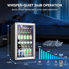 120 Can Beverage Refrigerator – Mini Fridge with Glass Door for Soda Beer or Wine, Beverage Cooler for Bedroom, Office, Bar with Adjustable Shelves & Digital Temperature Display, Silver