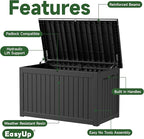 260 Gallon Outdoor Storage Box Waterproof, UV Resistant Resin Deck Box with Hydraulic Rod, Lockable Design and Enhanced Durability for Patio, Garden, and Poolside Use