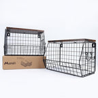 2pcs Fruit Basket Kitchen Storage Basket with Wood Lid, Stackable Wall Basket Fruit Basket for Kitchen, Countertop Organizer for Snack, Fruit and Veggie Storage, 11.8 x 7.9 x 8.5 Inch