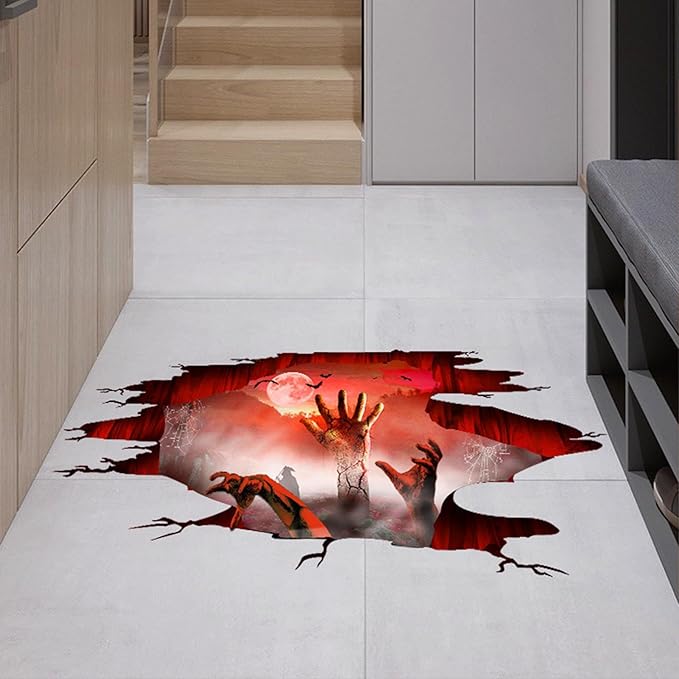 Halloween Wall Stickers Bat Ghost Scary Decor Large Removable Floor Room Decals Decoration Window Clings Party Supplies for Windows Glass Home Ornaments