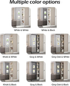 Wall Room Divider, Storage Cabinet Storage Display with Shelves, Modern Freestanding Wood Room Divider Screen, Wall Privacy Screens for Home Decorative (Grey,43.3" L x 9.5" W x 79.5" H)