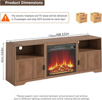 Fireplace TV Stand for Television up to 80 Inch,Entertainment Center with Adjustable Shelf,Mid-Century Modern Fluted TV Stand with 23" Electric Fireplace,Media Console for Living Room,Bedroom