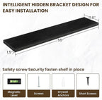 55 Inch Floating Shelves, 12 Inch Deep Floating Shelves for Wall, Floating Shelf with Invisible Brackets, Deep Shelves for Bathroom, Bedroom, Living Room, 1 Pack, Black