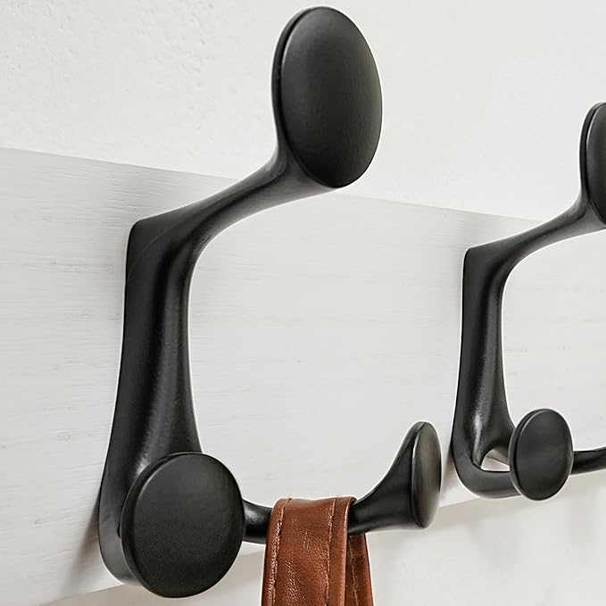 SKOLOO 43-Inch White Wood Coat Rack Wall Mount with 8 Triple Hooks - Ideal for Family Entrances, Classrooms, and Pet Supplies Storage - Perfect Coat Hooks for Wall