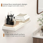 Floating Shelves - 24 Inch Rustic Wooden Wall Shelves - Extra Deeper & Thicker Wall Mounted Storage Shelf for Living Room, Kitchen, Farmhouse - 24" W x 9" D x 1.6" H - Rustic White, 2 Pack