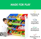 Humble Crew Kids Toy Storage Organizer with 12 Plastic Bins, White/Primary – Removable Bins for Playroom, Bedroom, Toddler Furniture for Boys and Girls Ages