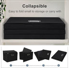 Large 17" 36 Quart Collapsible Stackable Storage Bins with Lids, 3 Packs Black Linen Fabric Closet Boxes with Lids, Storage Cube Baskets Container Organizers for Bedroom Office(17 x12 x11)