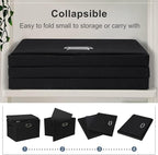 Large 17" 36 Quart Collapsible Stackable Storage Bins with Lids, 1 Pack Black Foldable Fabric Closet Storage Boxes with Lids, 4 Handles Heavy-duty Linen Cube Baskets for Bedroom