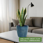 Dexceder 11x10 Inches Self Watering Planter Indoor Outdoor, Inner Pot Design, Thickened Table Flower Plant Pot with Water Level Indicator (Grayish Green Gradient)