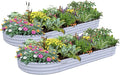 2 Pack 8x3x1FT Galvanized Raised Garden Bed Large Metal Planter Box Kit Elevated Raised Garden Planters for Outdoor Plants, Gray