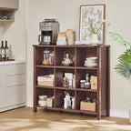 9 Cube Bookcase, Farmhouse 47 Inch Wide Brown Walnut Bookshelf, Wooden 3 Tier Display Large Open Book Shelf, Vintage Horizontal Book Case for Home Office, Cubby Storage Cabinet for Living Room