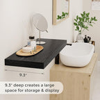 24 Inch Floating Shelves, Rustic 24 x 9 Black Floating Shelf for Wall, Black Bathroom Shelf Set of 2, Farmhouse Wood Wall Shelves for Bedroom, Kitchen, 9 Inch Deep Shelves for Home Storage