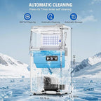 Commercial Ice Maker Machine 130 LBS/24H, 45 Ice Trays Freestanding & Undercounter Ice Machine Stainless Steel with 20 LBS Ice Storage Capacity, Ice Maker with Water Line and Filter, Dual Water Inlet