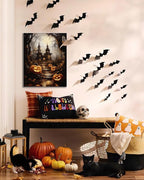 AbcCustomize Halloween Canvas Wall Art - Spooky Haunted House & Eerie Pumpkins Poster, Gothic Fall Decorations for Home, Vintage Halloween Decor Indoor for Living Room, Bedroom & Party