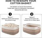 Large Storage Basket for Organizing, Woven Rope Basket for Shelves, Closet Organizer Bins for Clothes, Blanket, Toys, Baby Nursery Storage, 17.7" x 13" x 7.87", 3 Packs Gradient Yellow
