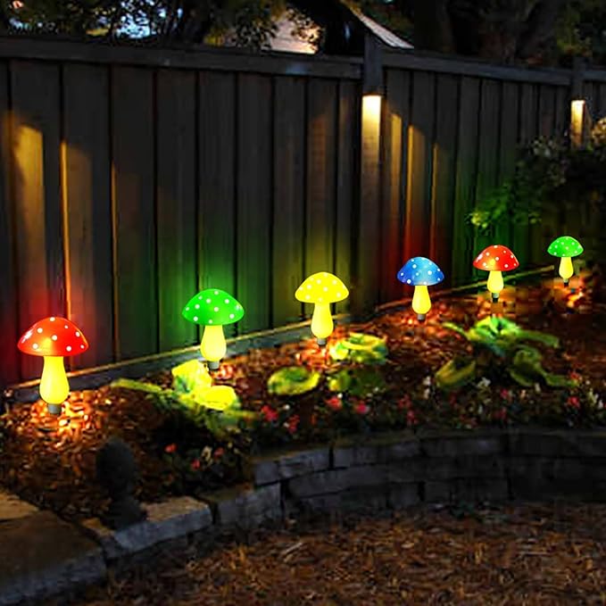 8-Pack Solar Mushroom Lights for Garden Decor, 8 Modes Waterproof Outdoor Garden Mushroom Lamp, Multi-Colored Solar LED Fairy Lights for Christmas Halloween Yard Lawn